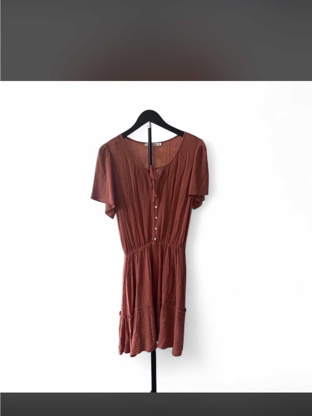 Abercrombie & Fitch Rust Short-Sleeve Button-Front Mini Dress
